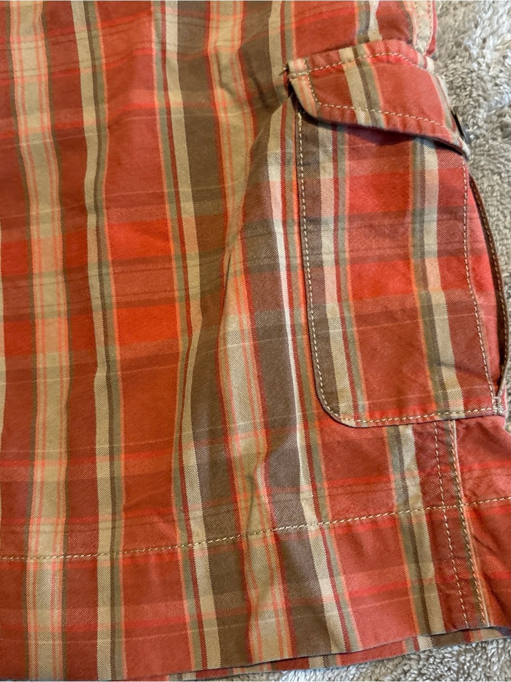 Eddie Bauer Cargo Skirt Womens Orange Green Plaid Cotton Utility Y2K Gorpcore - Picture 4 of 9